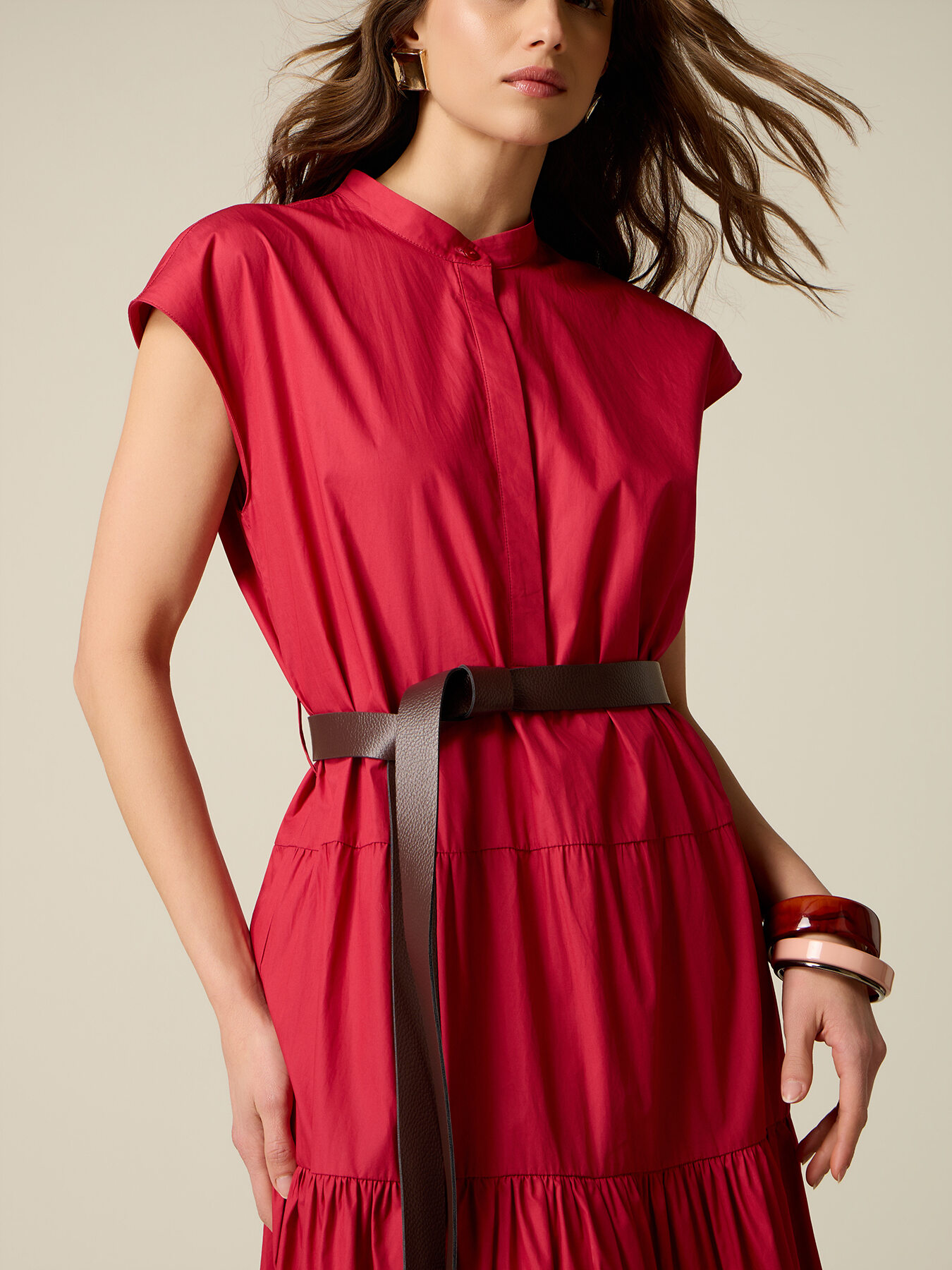 Poplin shirtdress with belt image number 2
