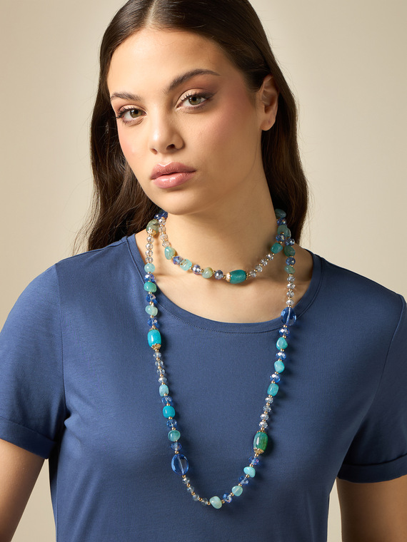 Long necklace with gemstones