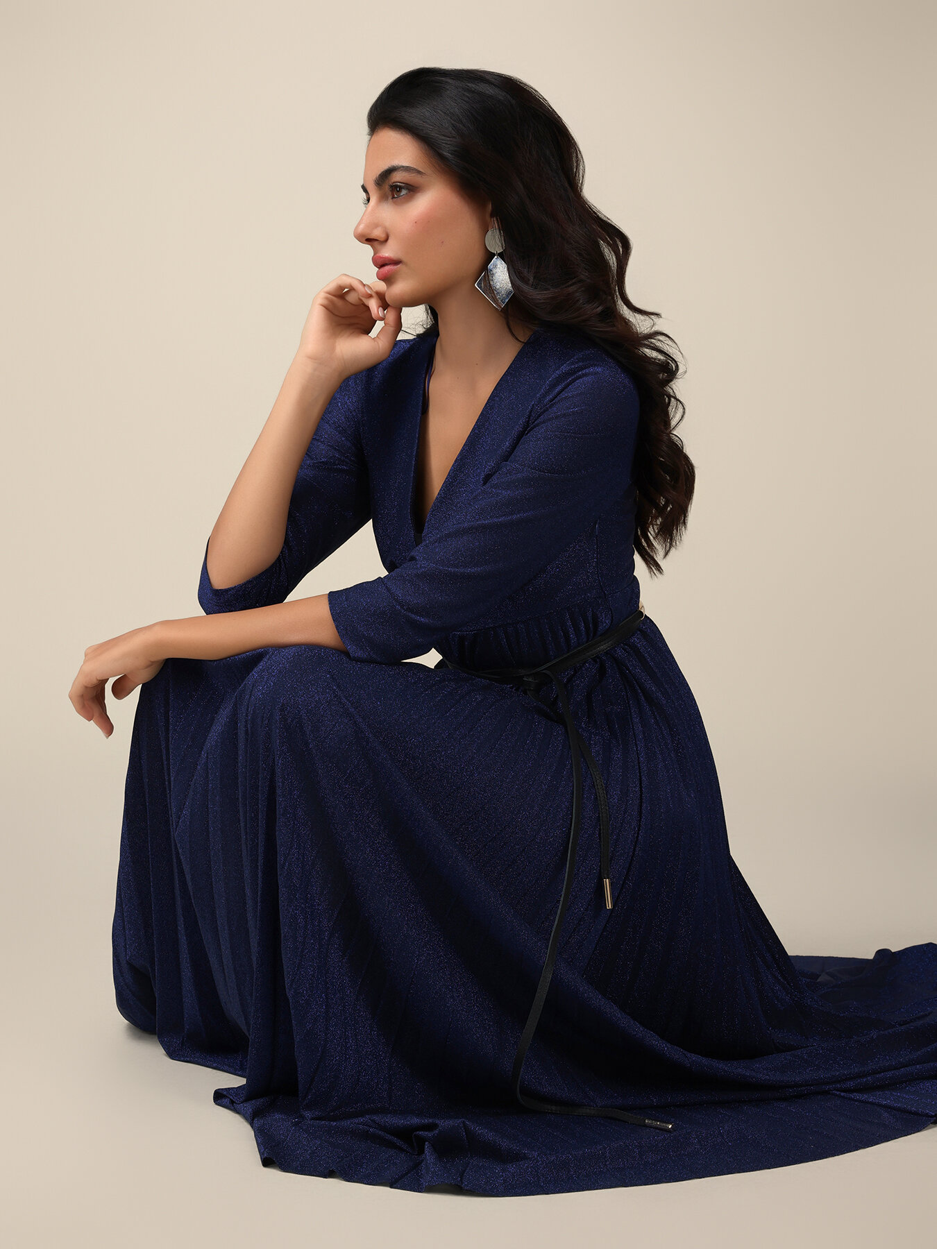 Langes Kleid aus Lurex-Jersey image number 3