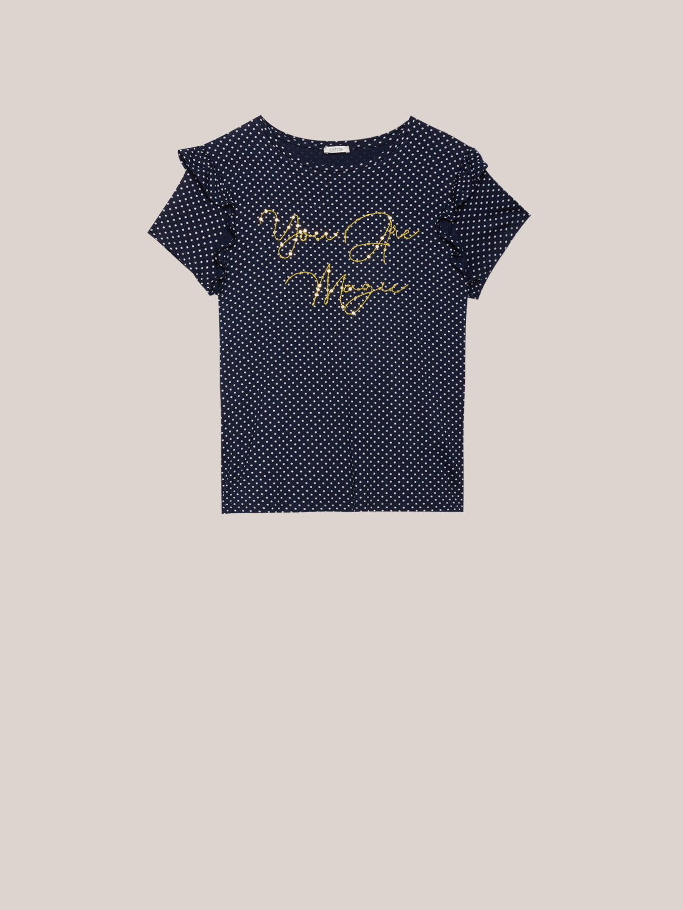 T-shirt a pois con ricamo image number 3