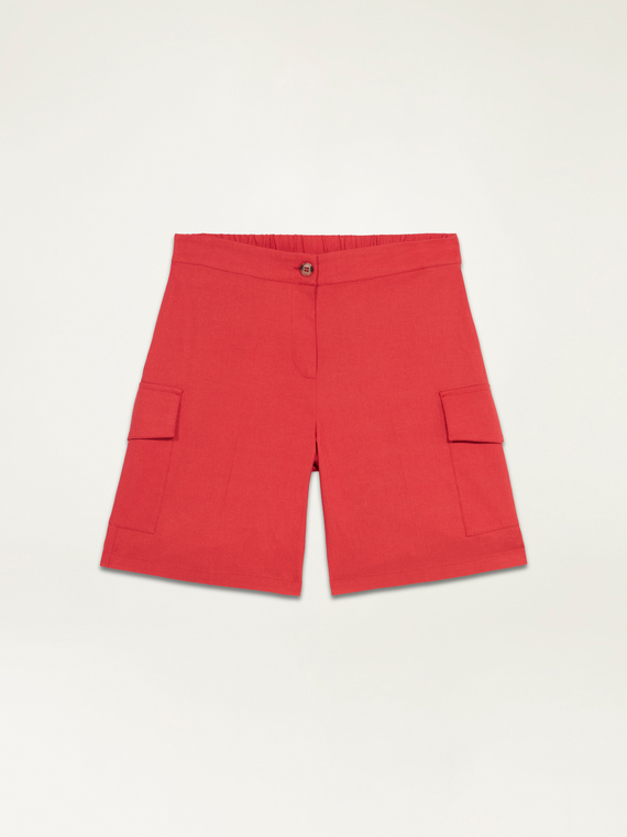 Linen-blend cargo shorts