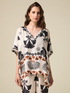 Kimono-Bluse aus gemustertem Satin image number 0