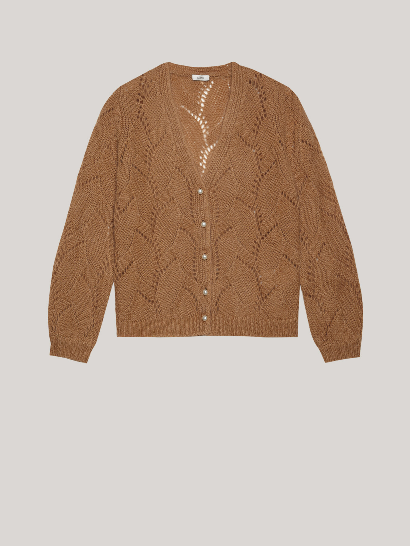 Cardigan ajour&eacute; en mohair m&eacute;lang&eacute; image number 3