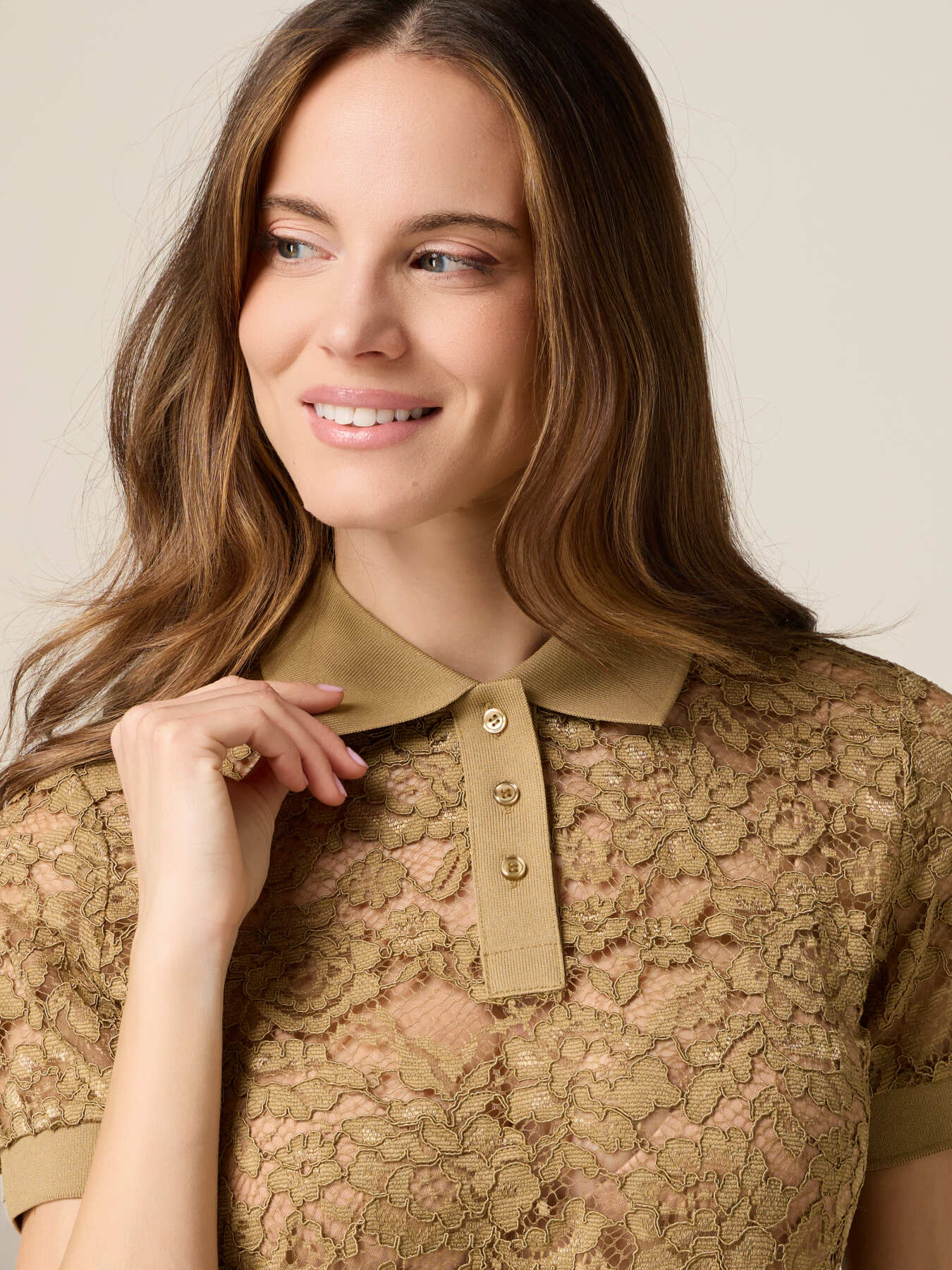 Lace polo t-shirt image number 2