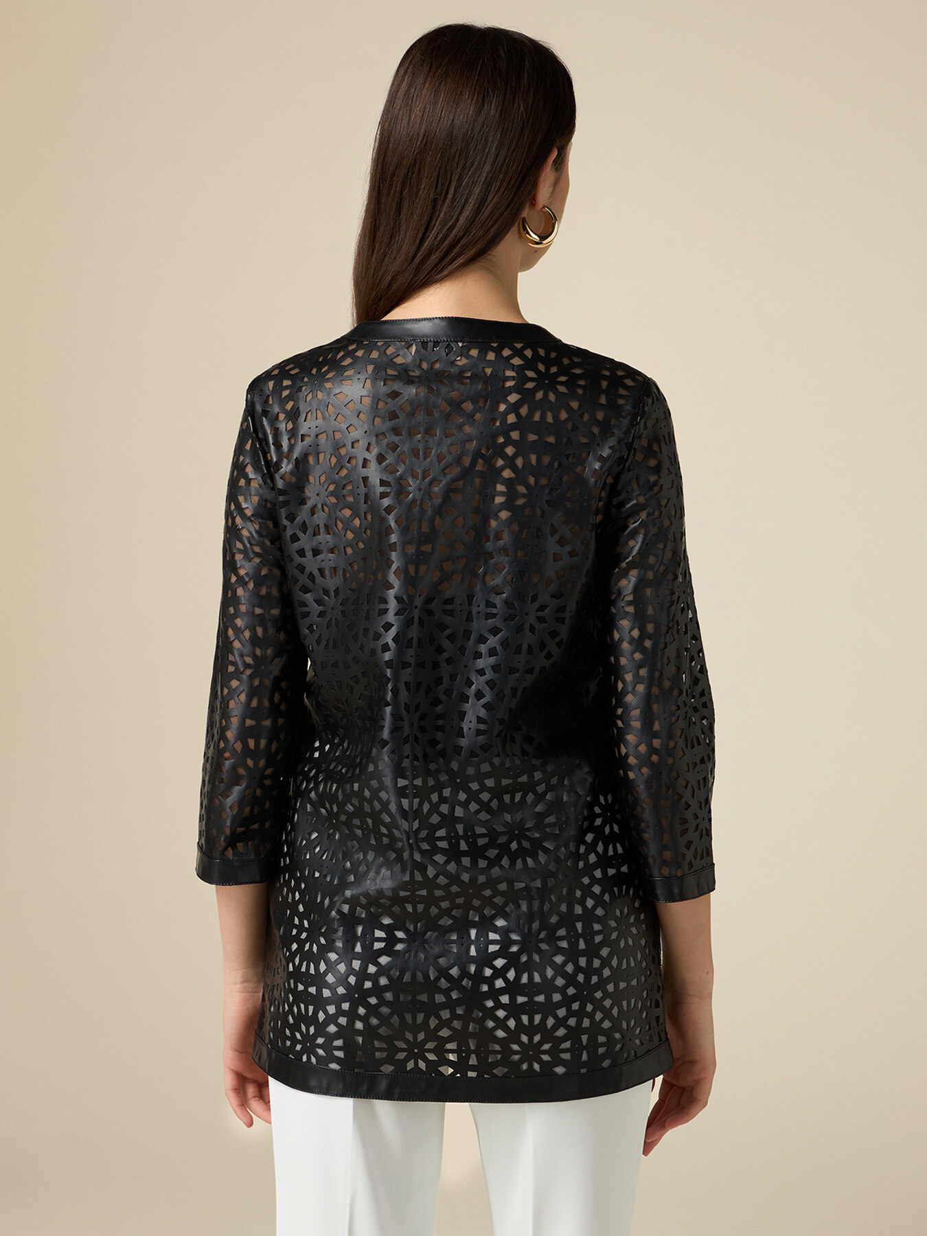 Openwork fabric pea coat image number 1