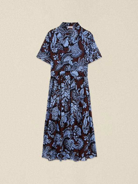 Cotton shirt dress with print