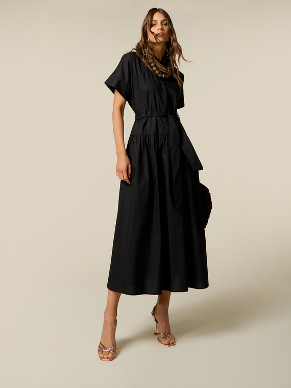 Hemdblusenkleid aus Popeline mit Bindeg&uuml;rtel