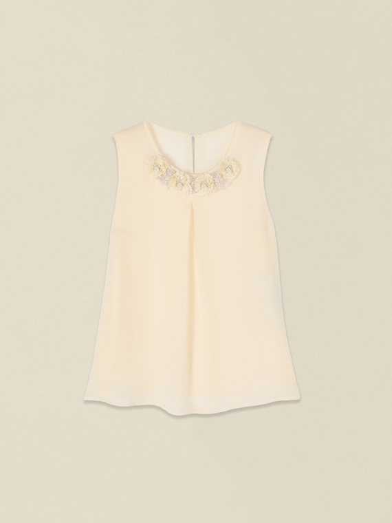 Silk/viscose top with embellishments