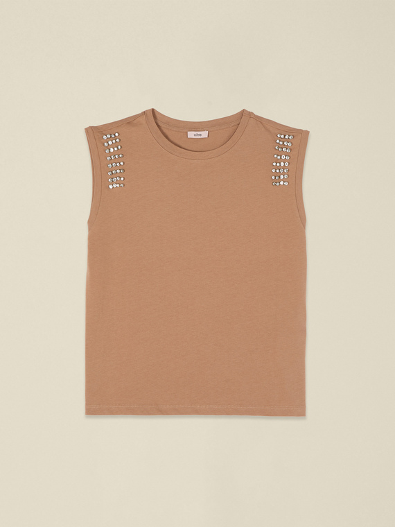 Cotton t-shirt with stone settings