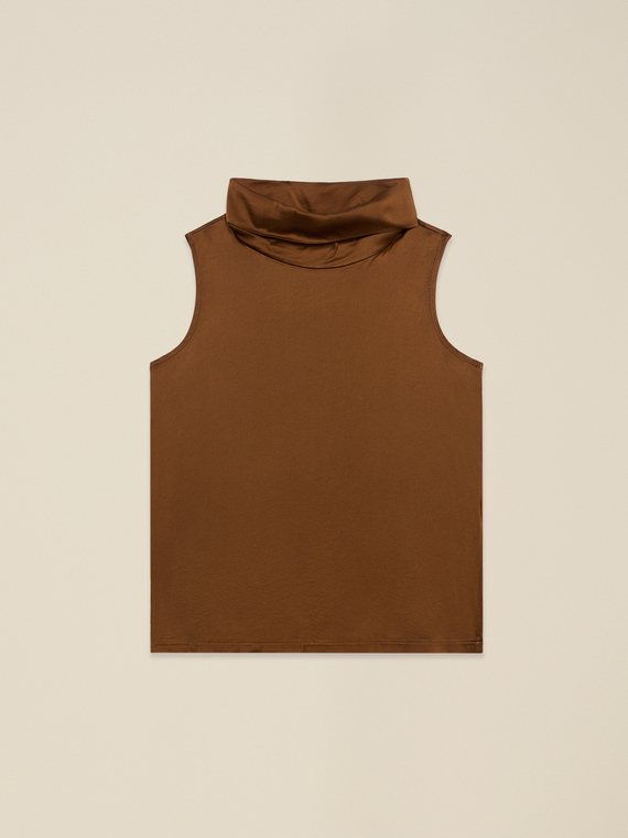 Satin top with high neck