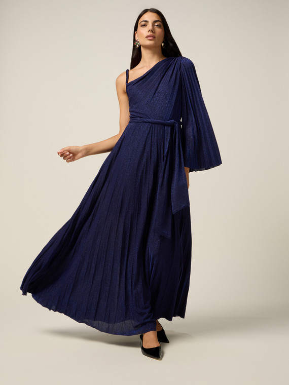 One-shoulder dress in lurex jersey