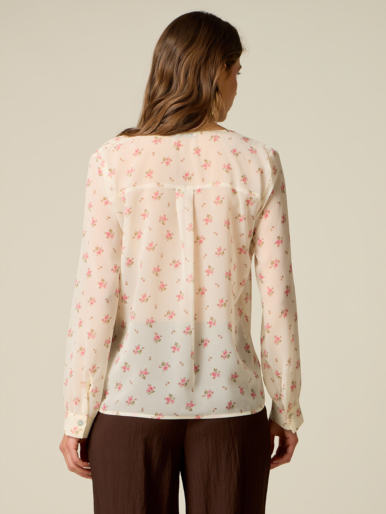 Bluse mit Fantasiemuster und Volants image number 1
