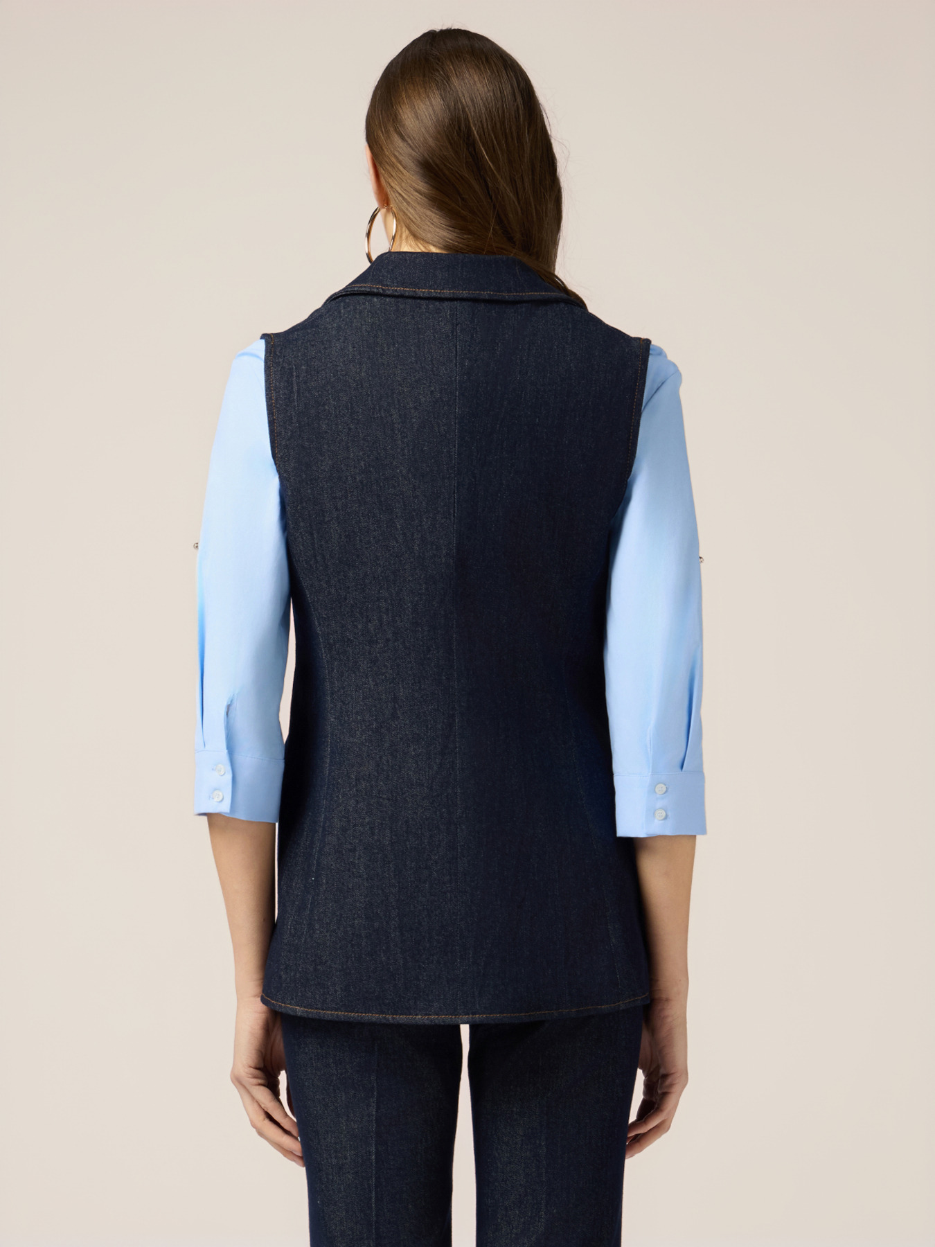 Denim vest with metal chains image number 1