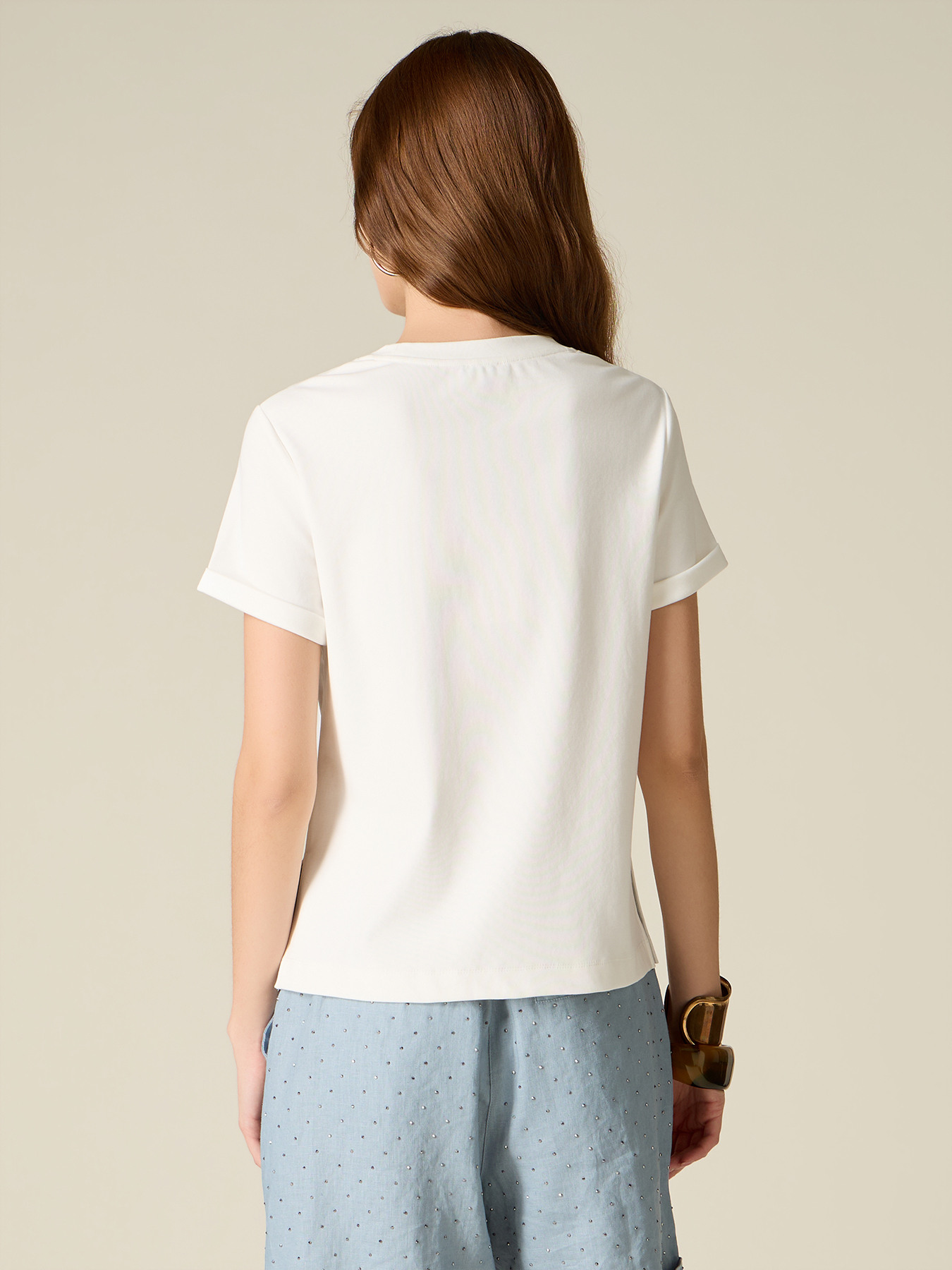T-shirt with jewel embroidered lettering image number 1