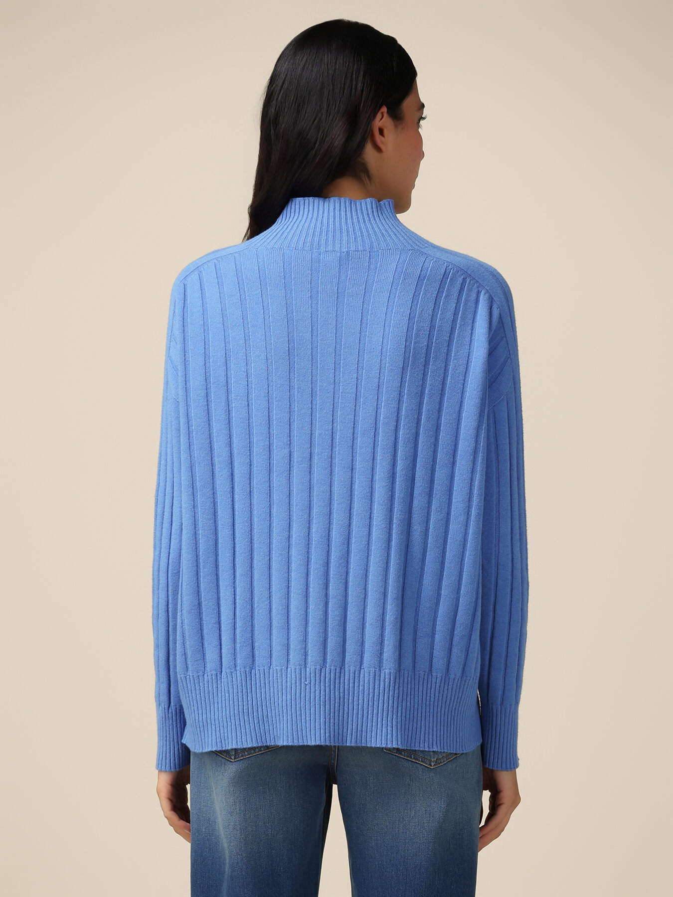Flat rib-knit turtleneck sweater image number 1