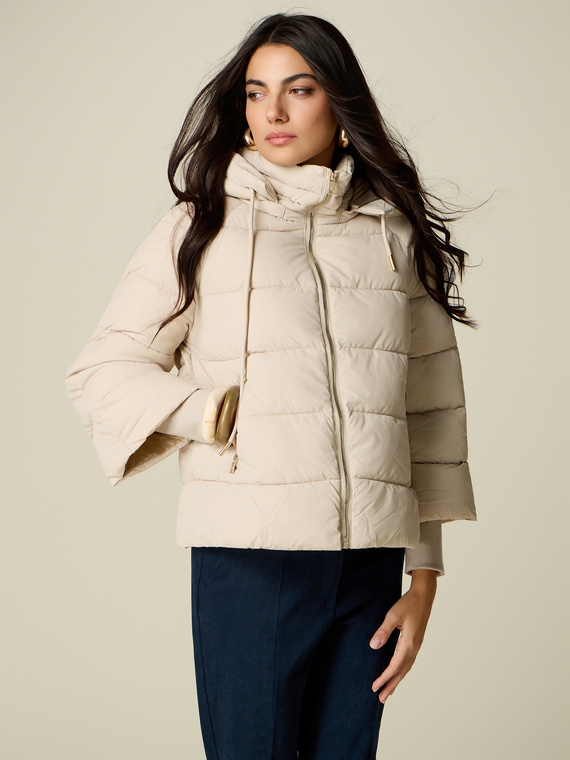 Nylon hooded puffer jacket