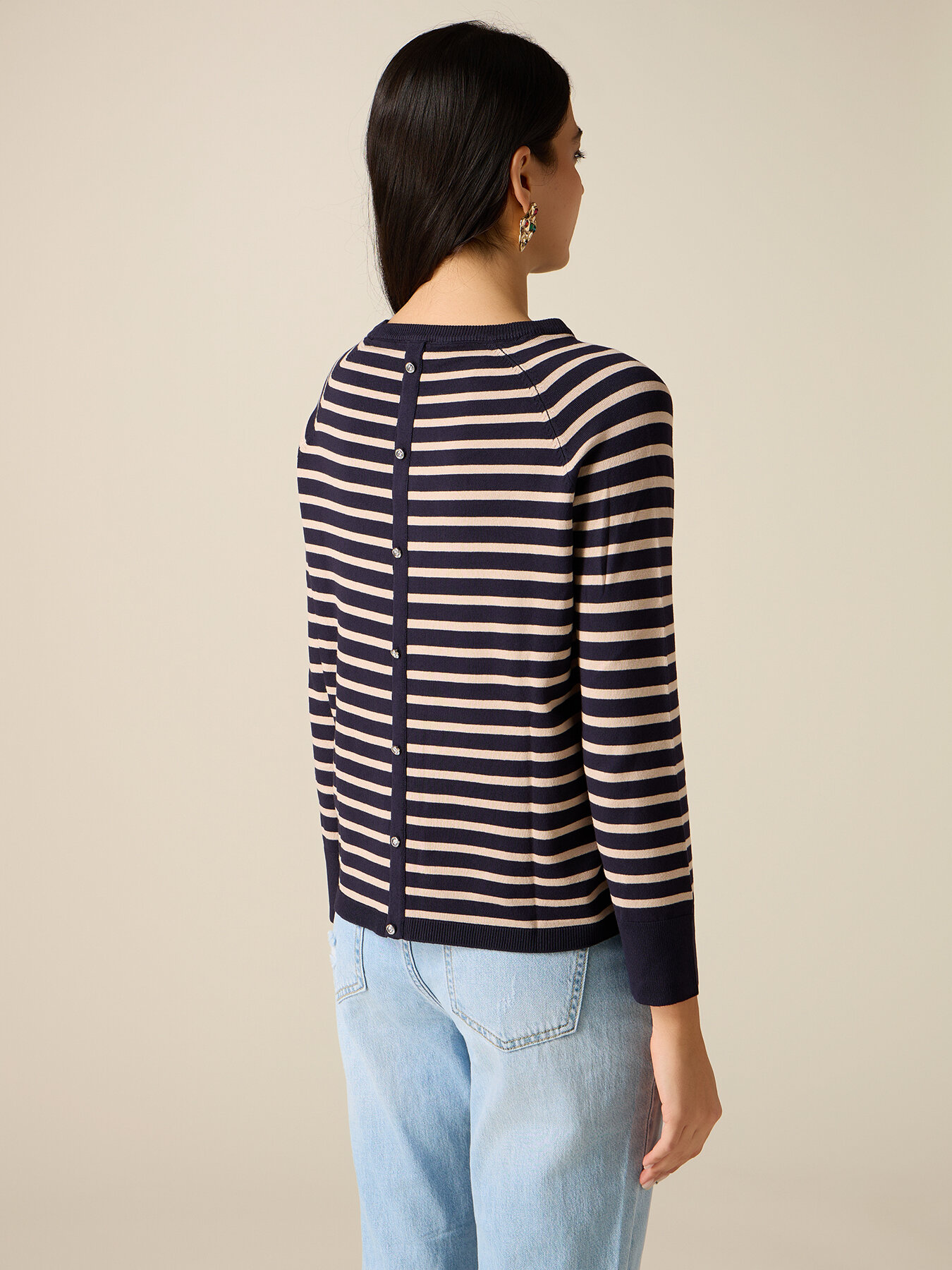 Striped sweater with buttons on the back image number 1