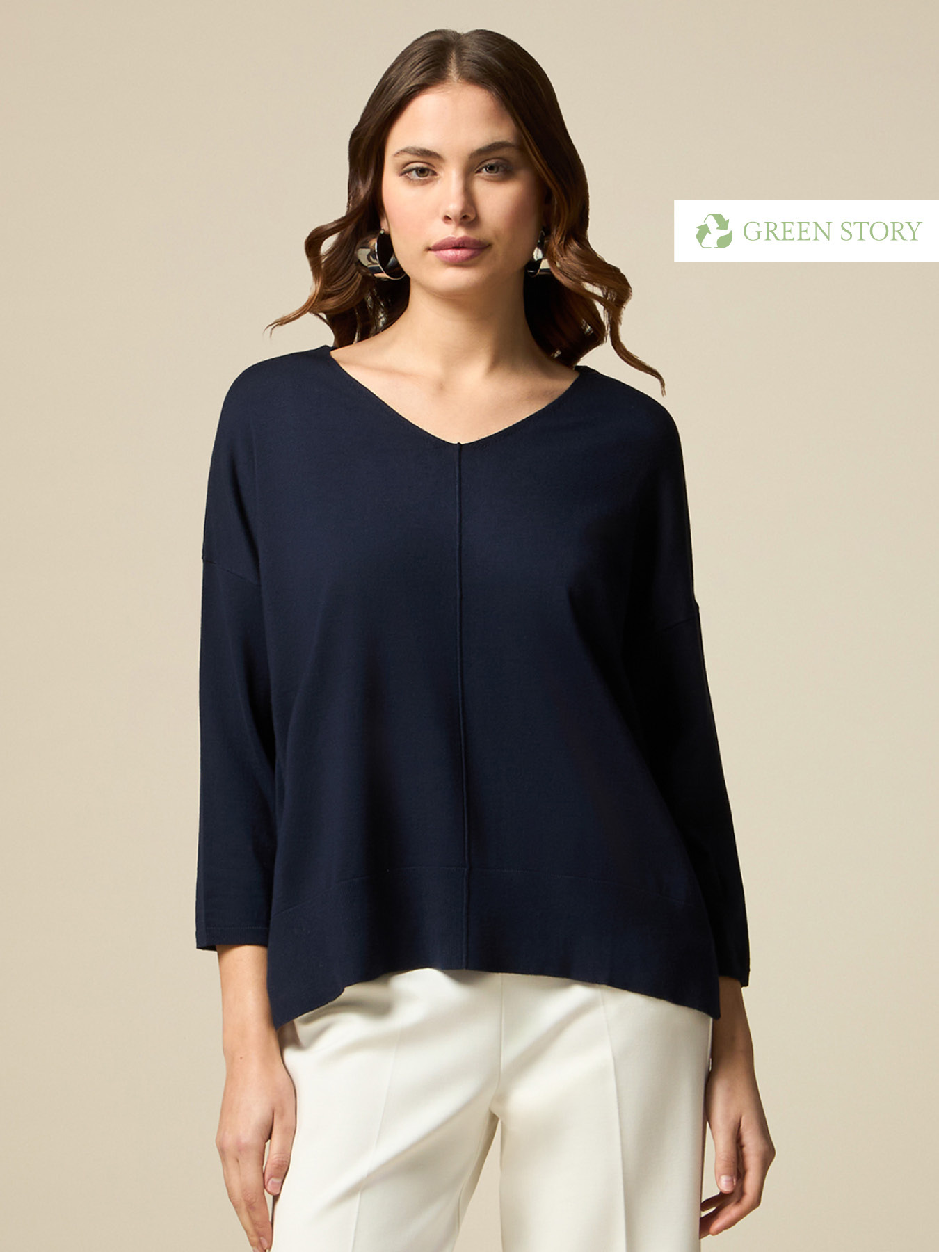 Sweater with V-neck front and back image number 0