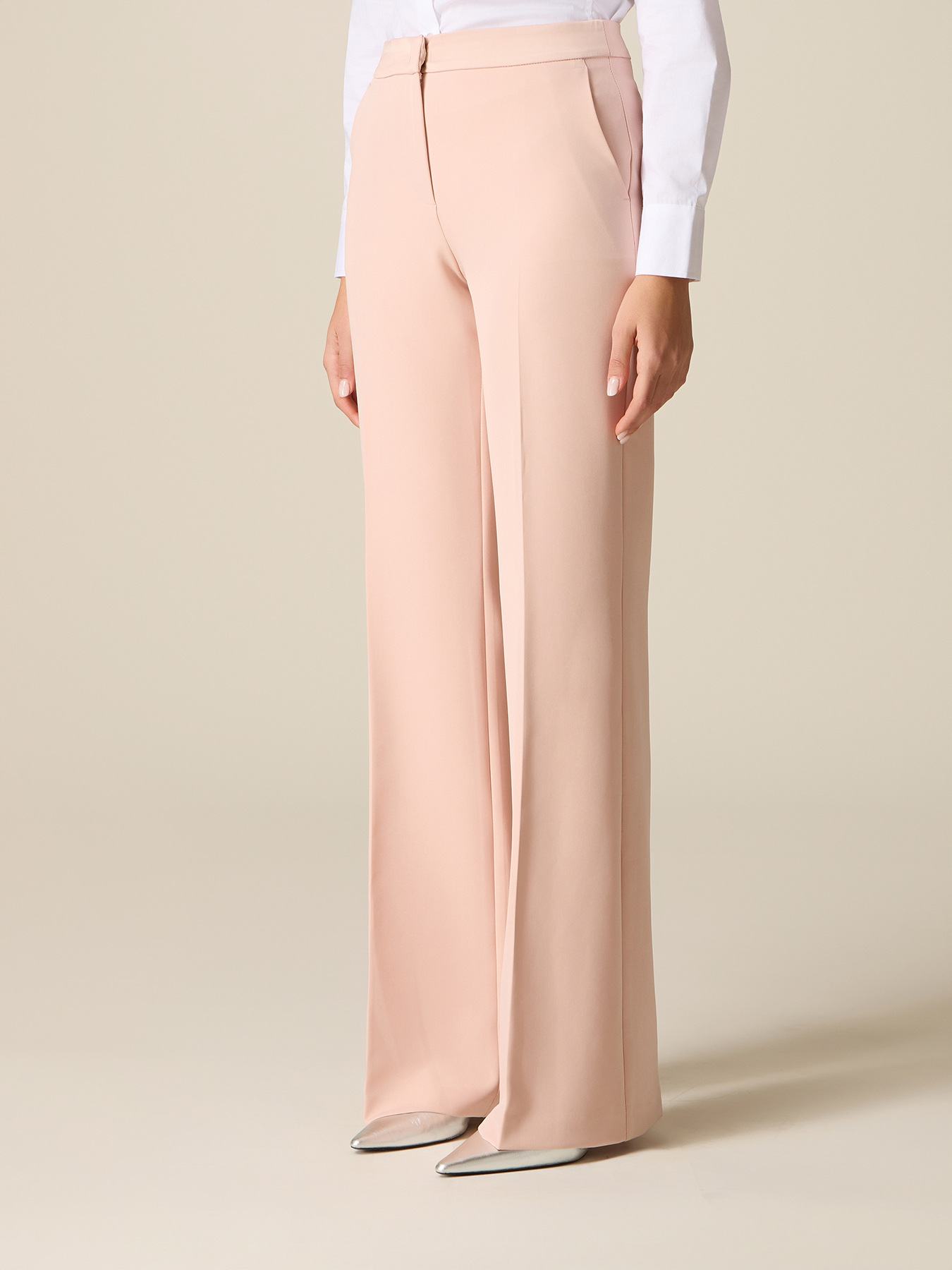 Pantalones palazzo con perfil de raso image number 3