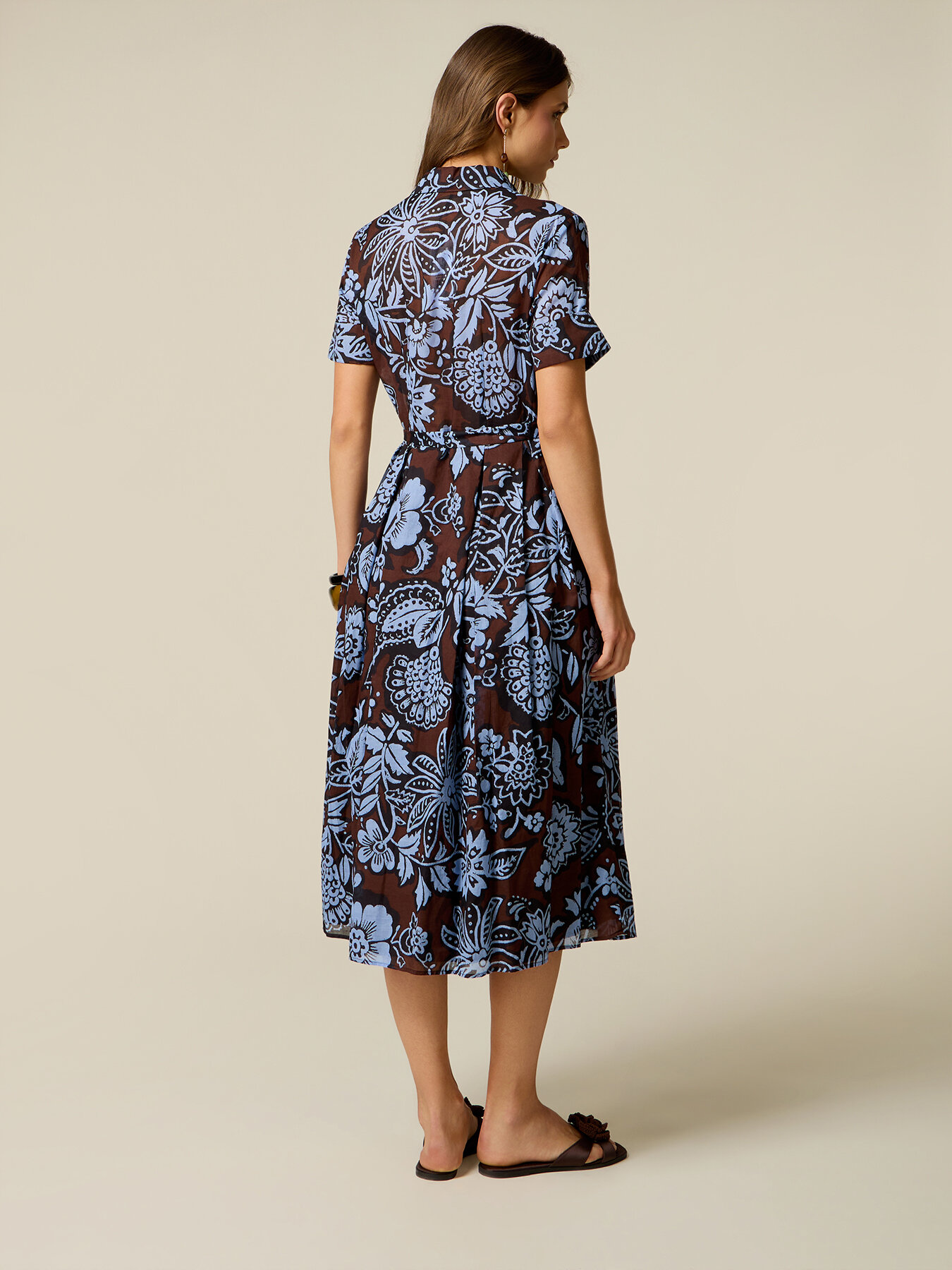 Cotton shirt dress with print image number 1