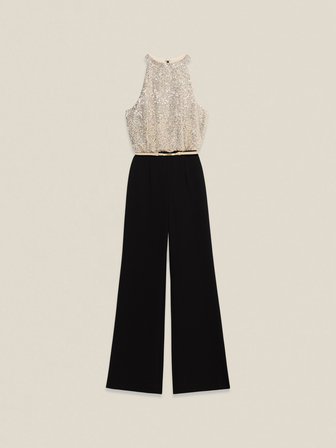 Two-material jumpsuit with sequin top image number 4