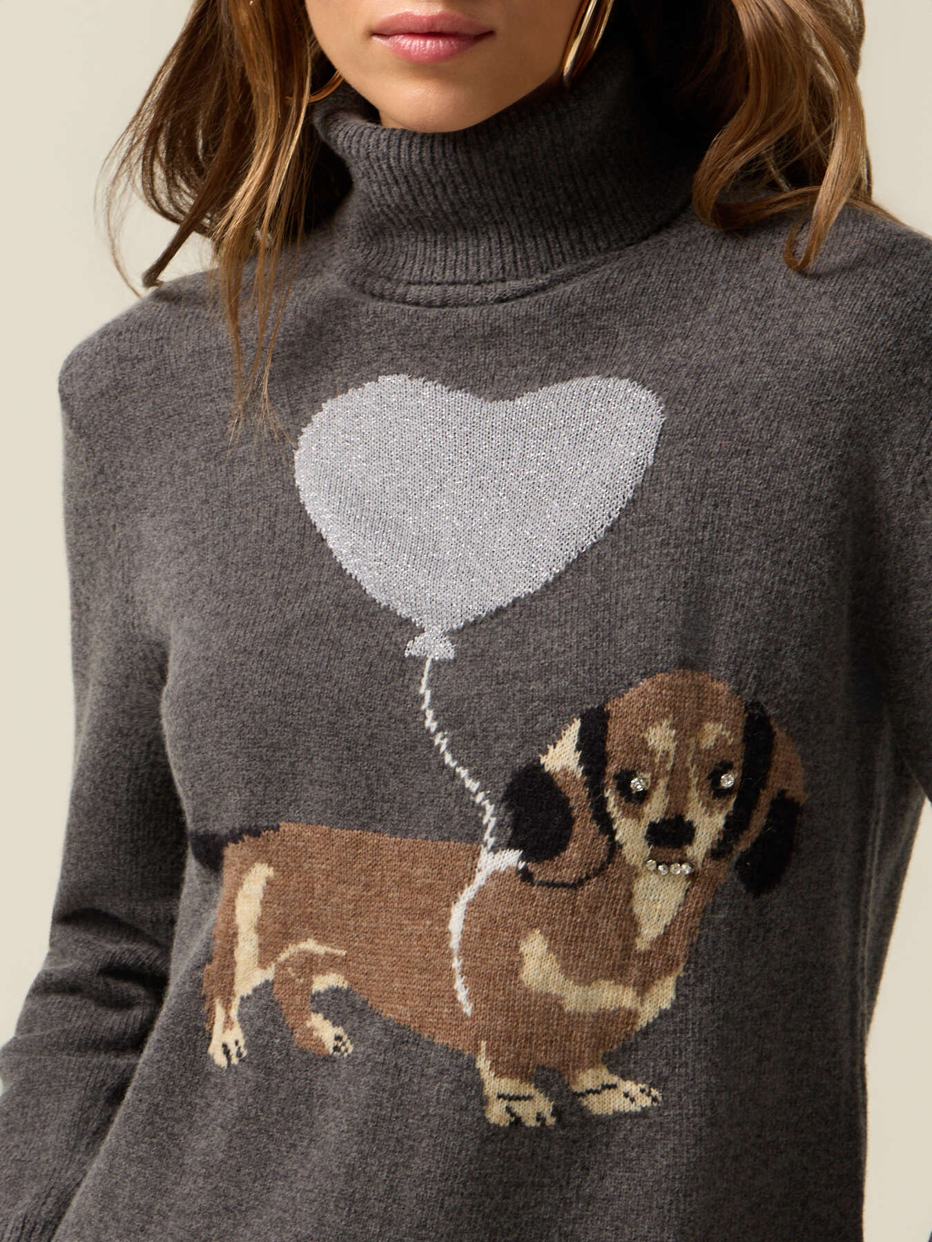 Mixed wool turtleneck with embroidery and bezels image number 2