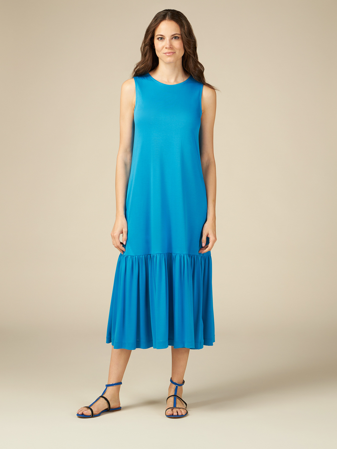 Vestido largo en tejido de punto efecto cupro image number 3