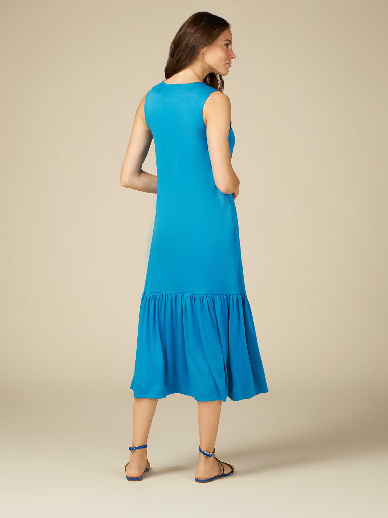 Vestido largo en tejido de punto efecto cupro image number 1