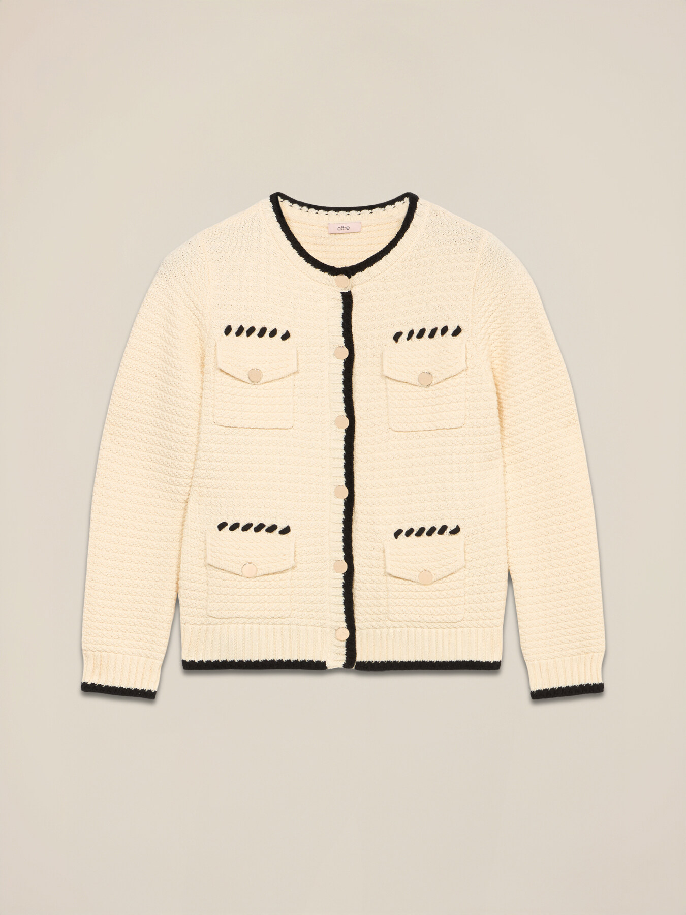 Strickjacke mit Taschen und Kontrastdetails image number 3