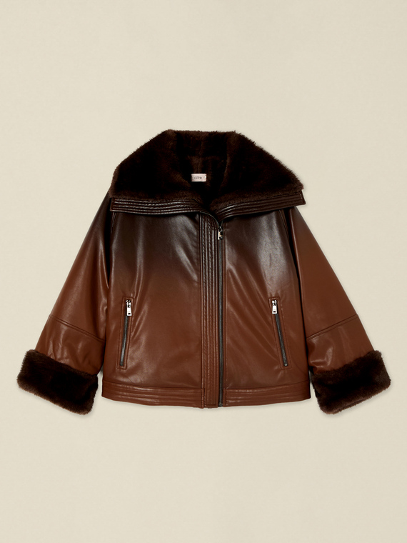 Jacket with faux fur-effect inserts