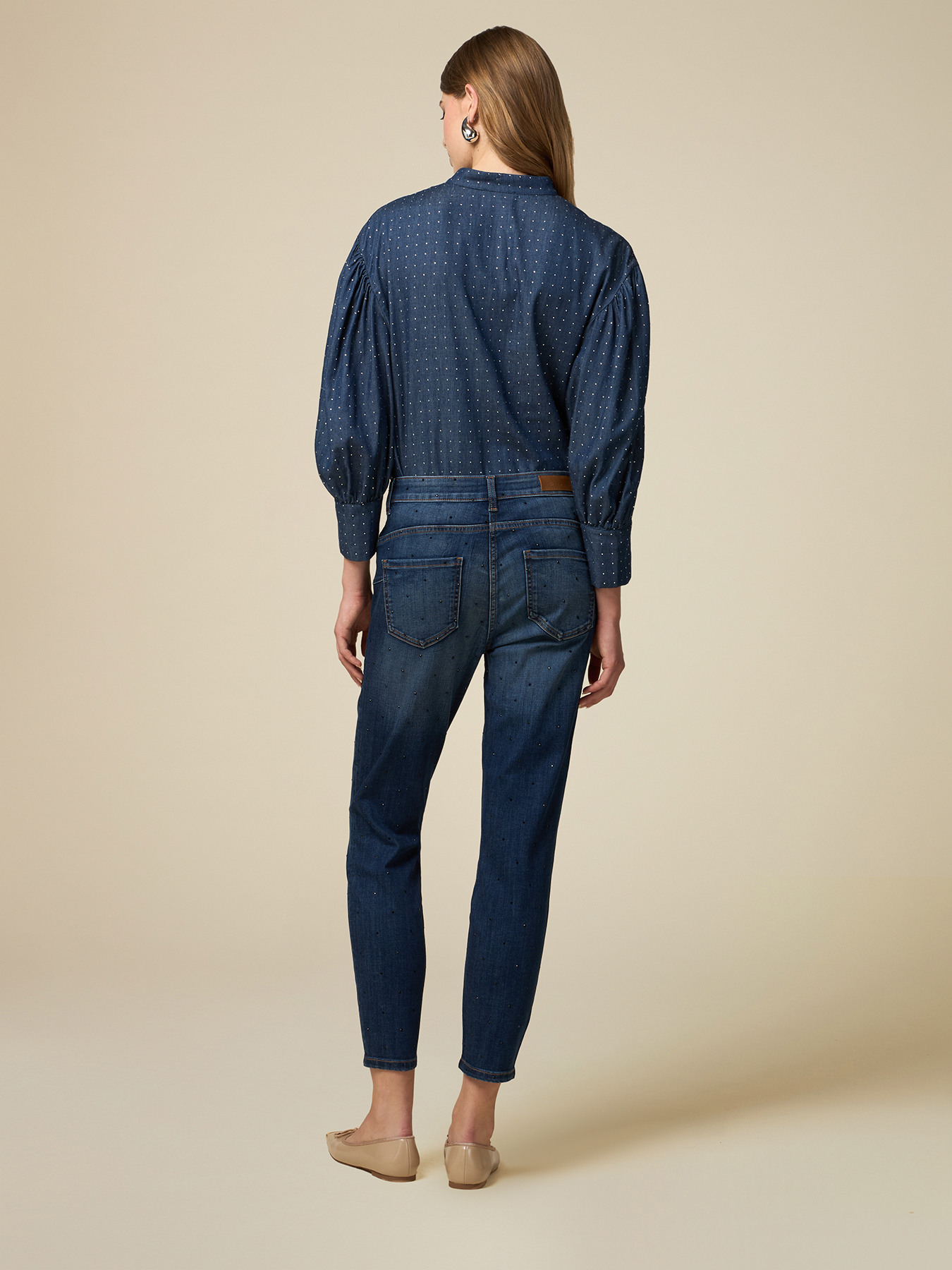 Blugi skinny cu cristale image number 1