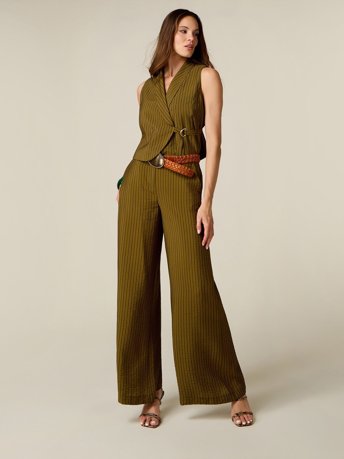 Pinstriped palazzo pants image number 0