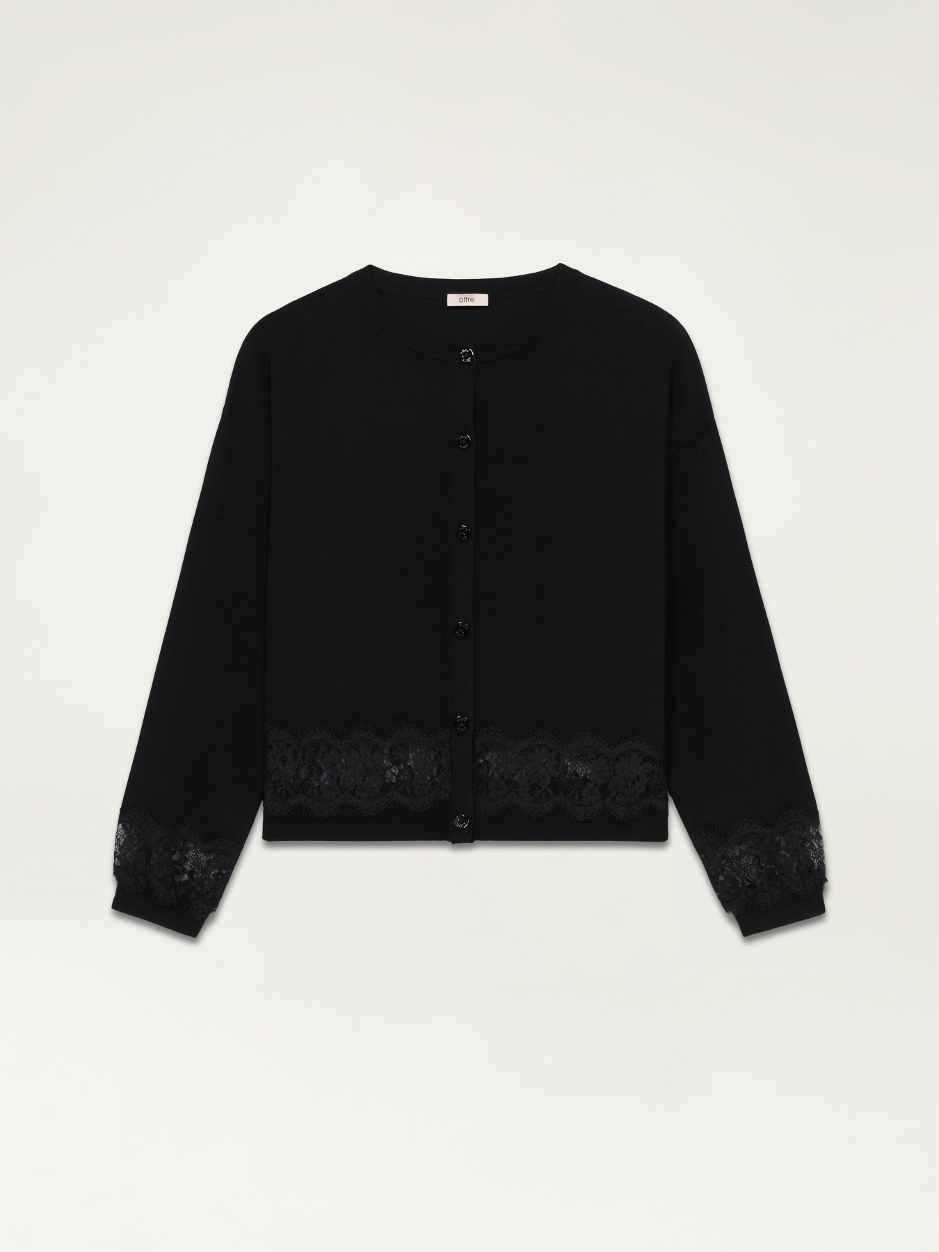Cardigan con inserti in pizzo image number 3
