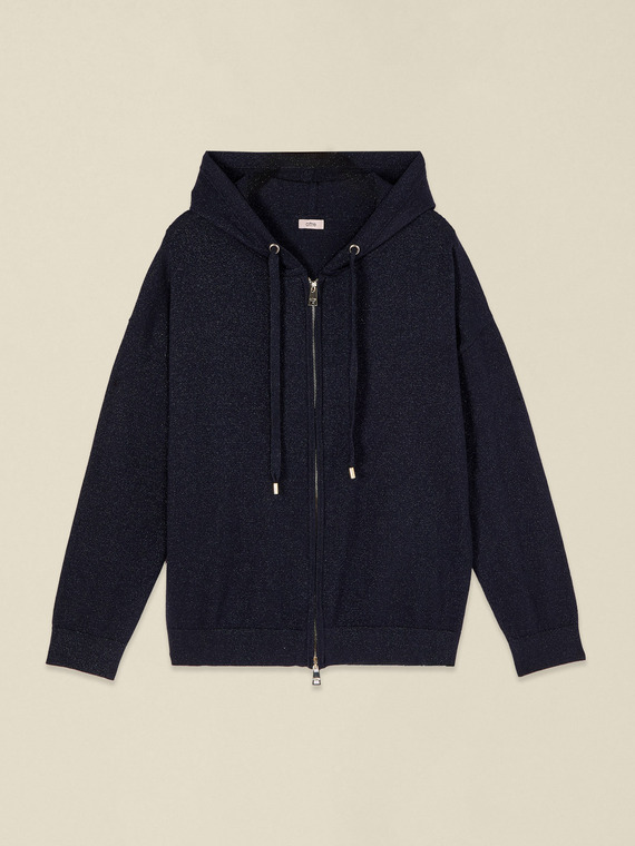 Lurex knit hoodie