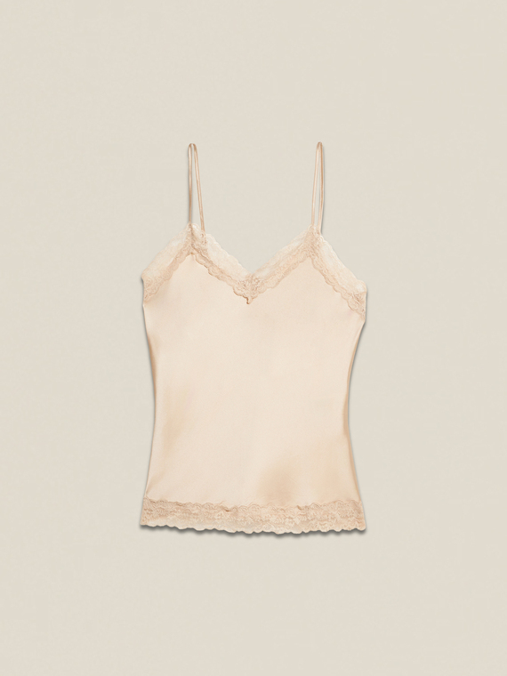 Top din satin și dantelă