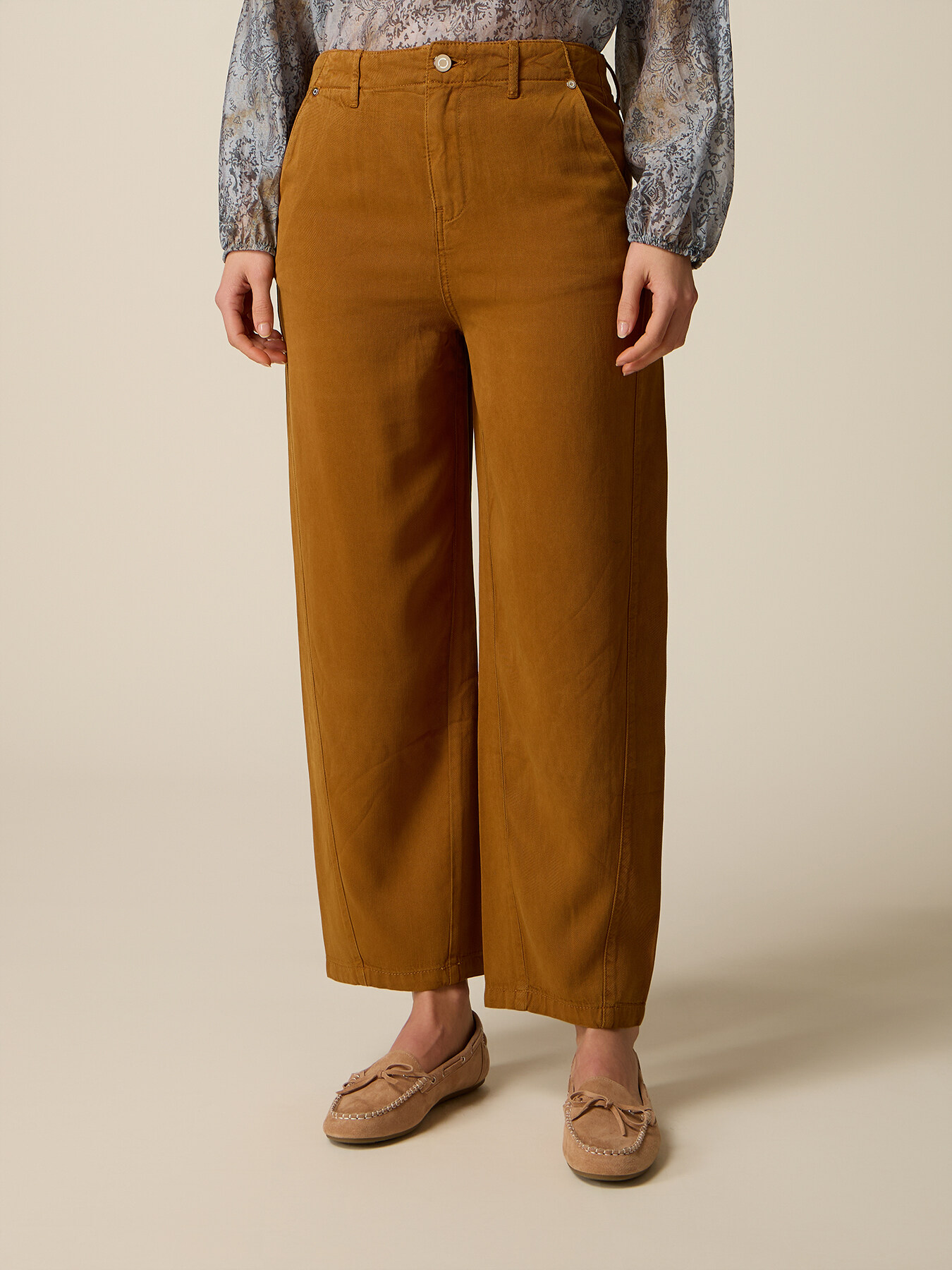 Cropped tencel satin trousers image number 3