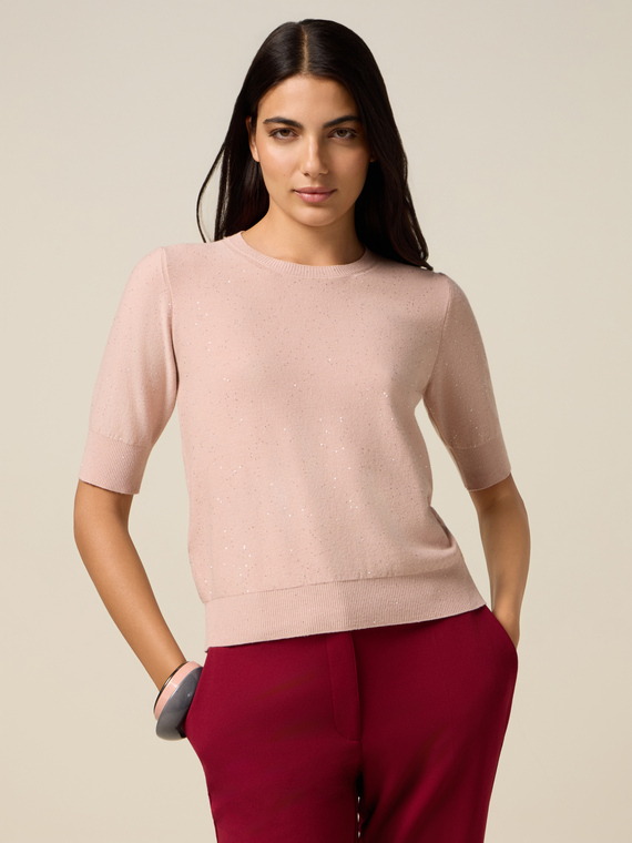Mixed viscose sweater with sequins