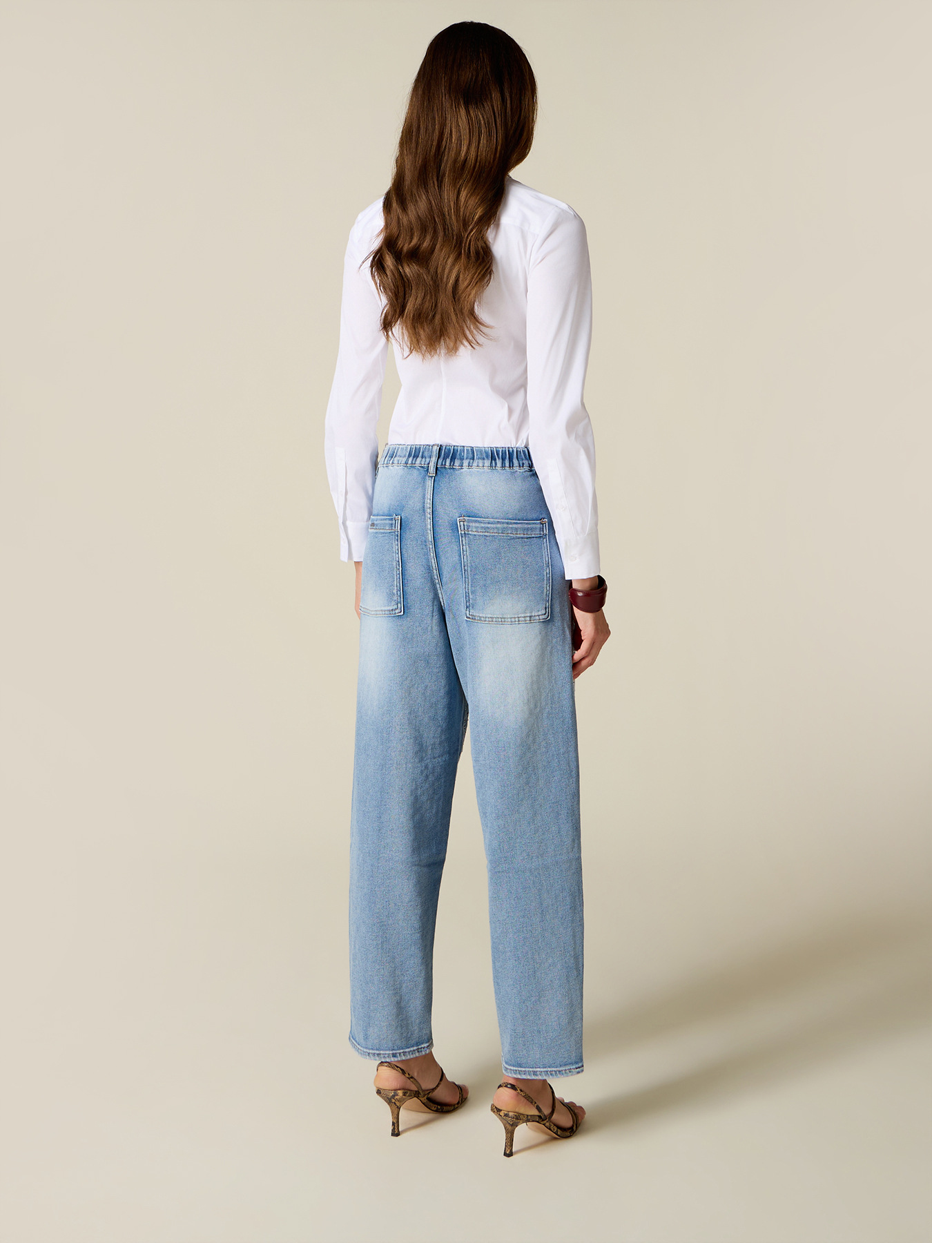 Barrel jeans with crystals on the front image number 1