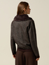 Mixed wool knit bomber with plush effect collar image number 1