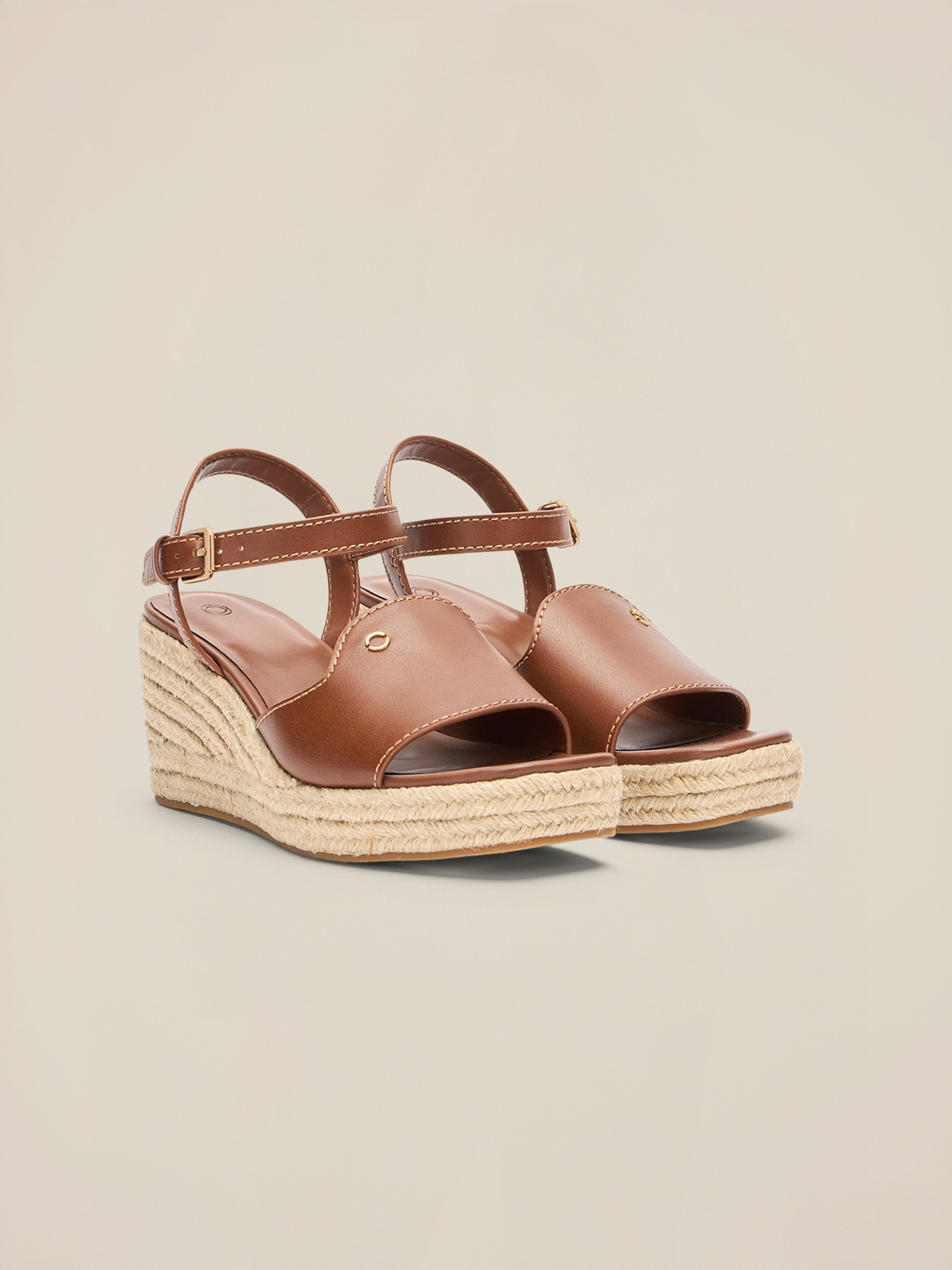 Sandali platform con zeppa in corda image number 1