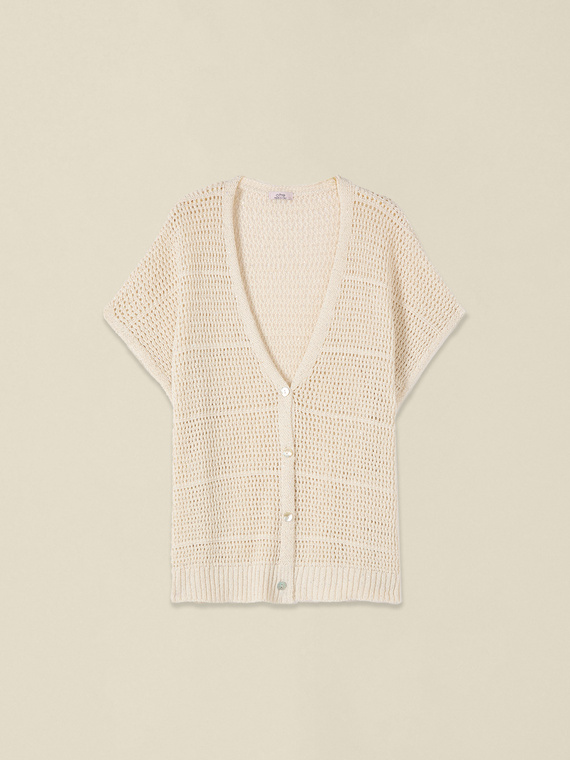 Kurzarm-Cardigan mit Lochmuster