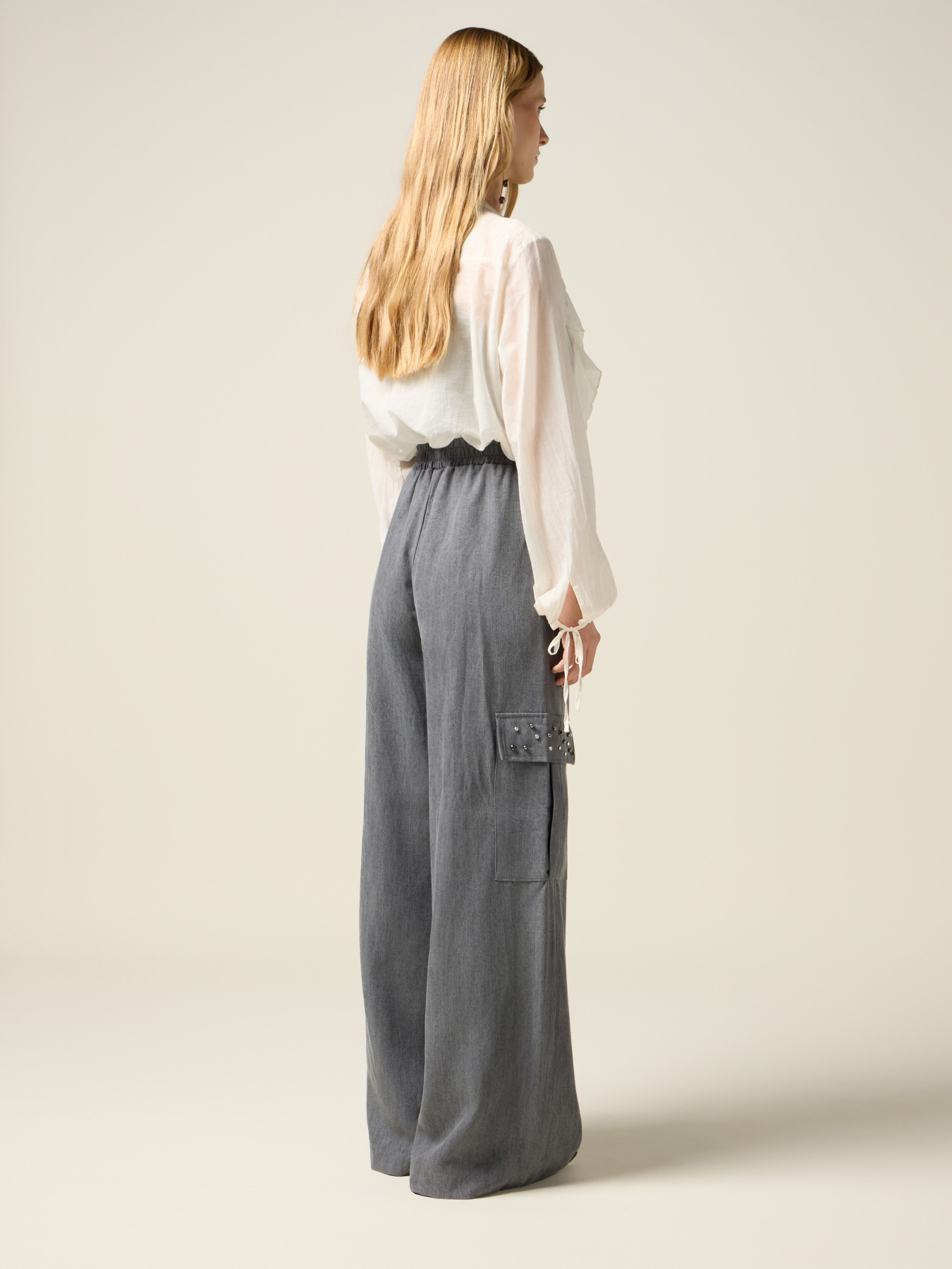 Pantalon cargo en tencel avec pierres image number 1