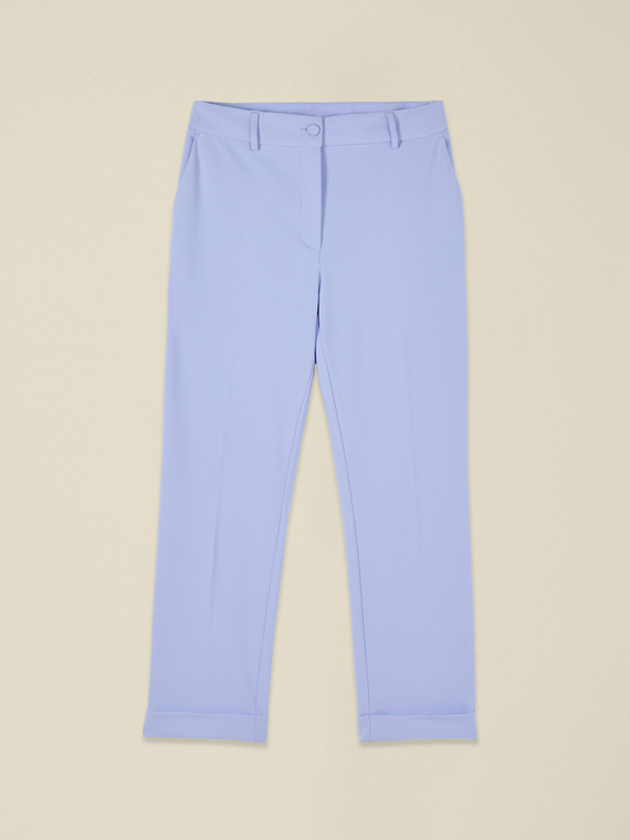 Pantaloni cropped din țesătură crepe