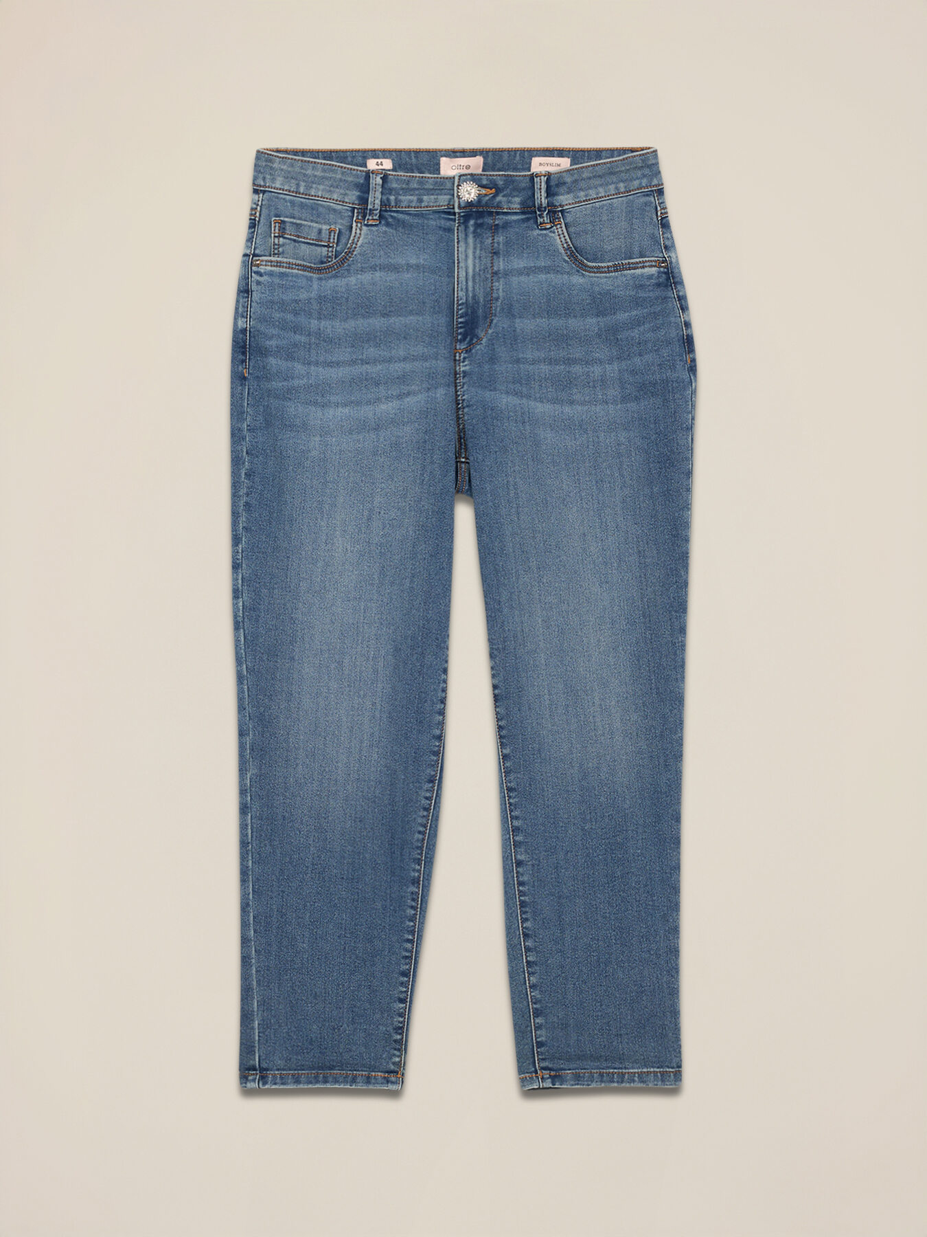 Jeans boyslim con bottone gioiello image number 4