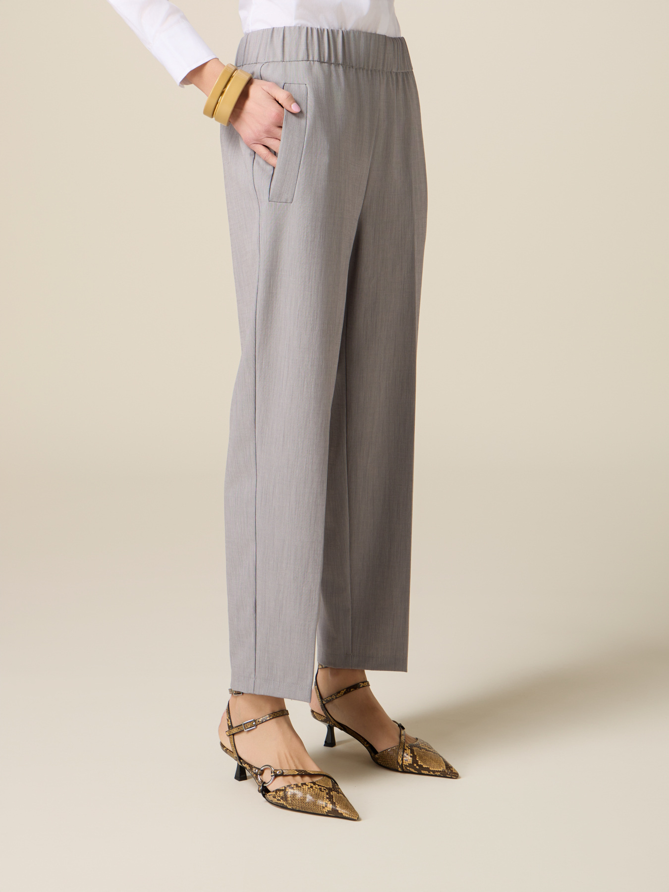 Carrot pants in m&eacute;lange fabric image number 3