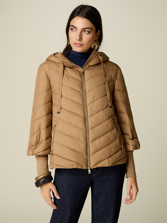 Down jacket with ribbed cuffs
