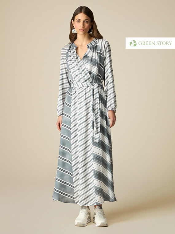 Long patterned satin dress