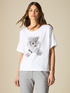 T-shirt con stampa e cristalli image number 0