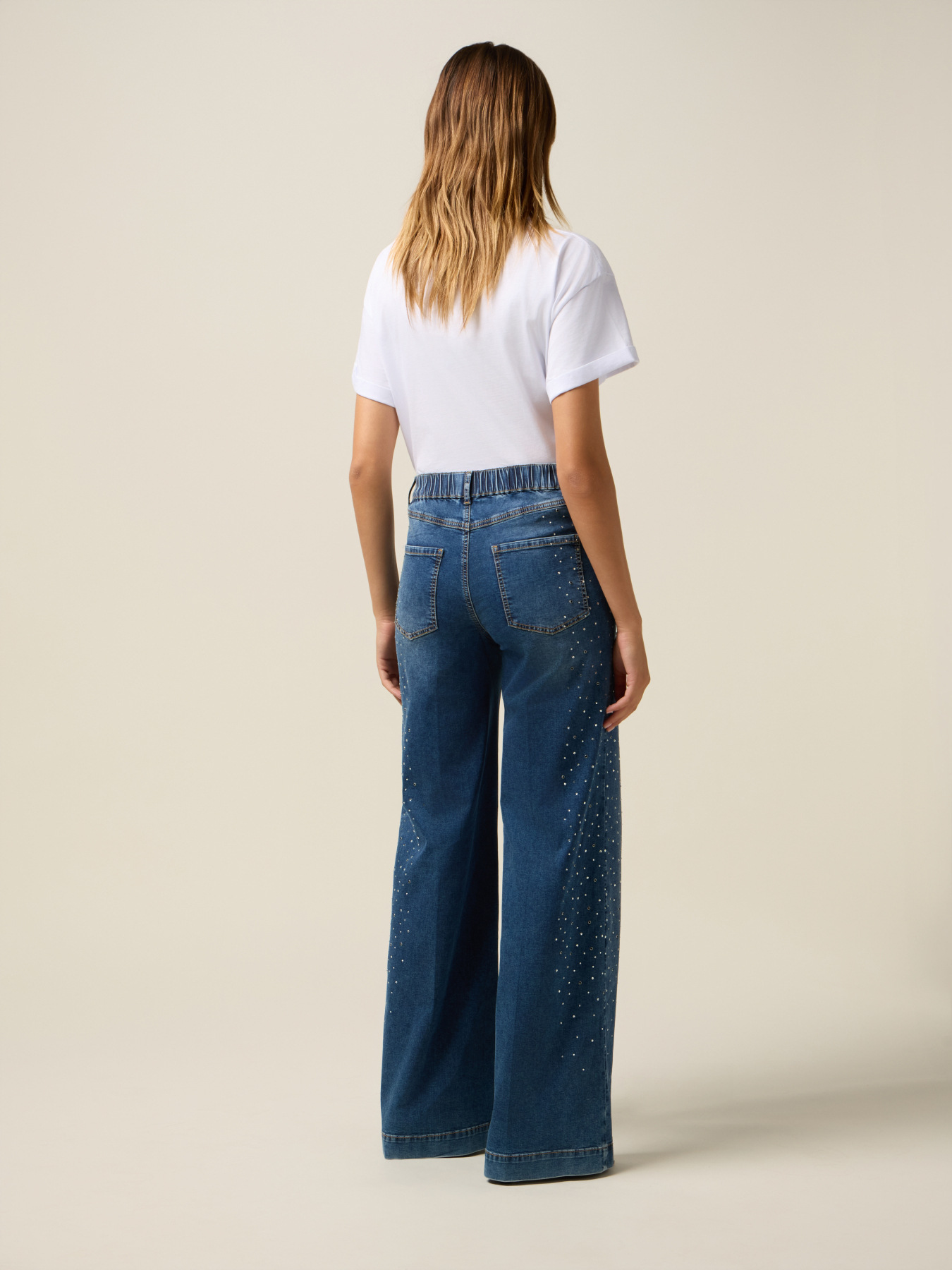 Jeans a palazzo con cristalli image number 1