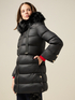 Midi down jacket with hood and furry trim image number 0